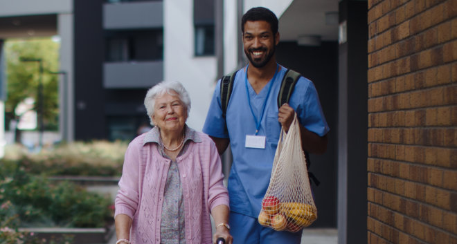 caretaker and senior woman